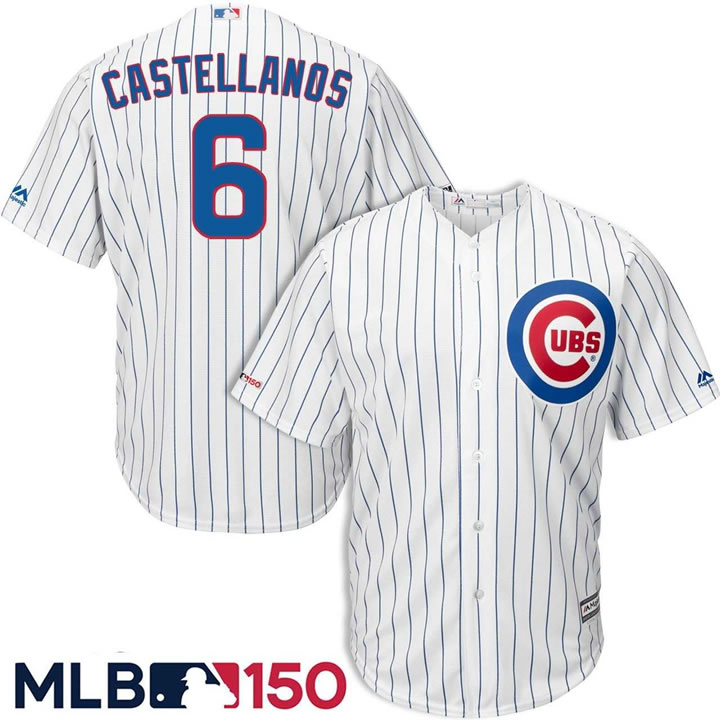 Cubs 6 Nick Castellanos White 150th Patch Cool Base Jersey Dzhi,We sell and wholesale Cubs 6 Nick Castellanos White 150th Patch Cool Base Jersey Dzhi on line form chian!